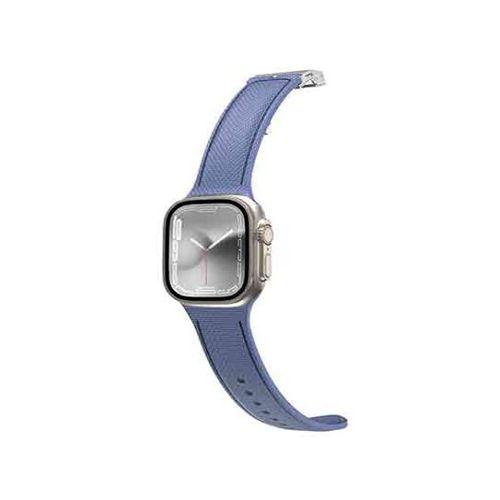 Amazing Thing Apple Watch Band Titan Swift Silicone Band with Leather Texture Blue No.15544