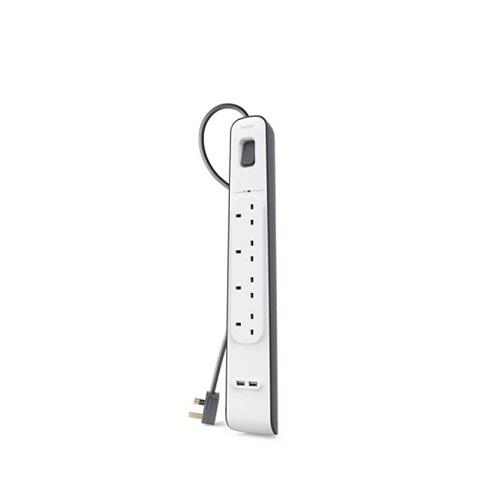 بيلكين كابل طاقة 4 منافذ 2م بمنفذين شحن USB رقم.9187