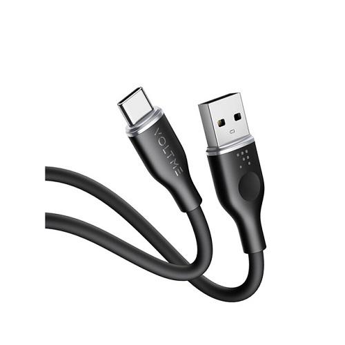 فولتمي باور لينك كابل USB موس كابل سيليكون الي USB C بطول 1م 3امبير 60واط اسود رقم.15679
