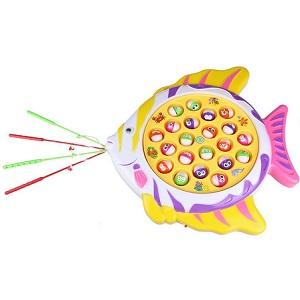 Fishing Game Toy Set Rotating Board 21Fishes with 4 Fishing Rods