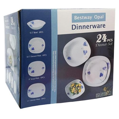 Best way Opal Dish Rectangle Set Different Sizes 24Pcs