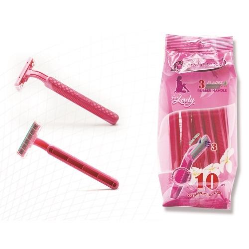 Shark Women Razors Rubber Handle 3Razor Blades 10Pcs
