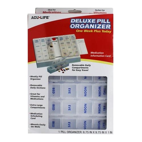 ACU Life Deluxe Weekly Pill Organizer with Day