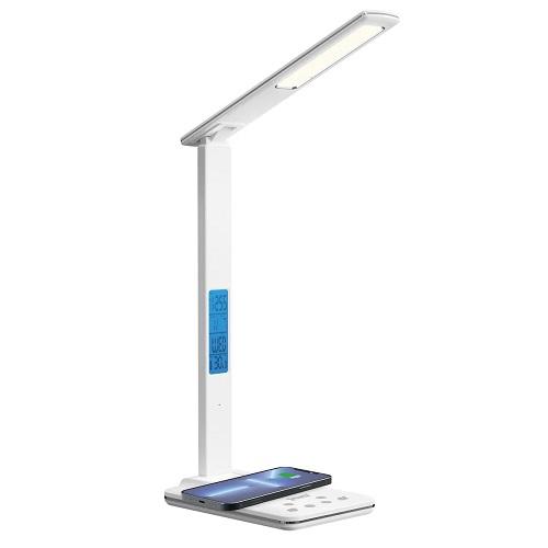 XPower WDL6 Wireless Charging LED Desk Lamp with Multi Functional Alarm Clock 6in1 15W White Model No.XP-WDL6-WH