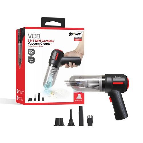 XPower VC8 Mini Wireless Vacuum Cleaner 3in1 4000mAh Battery Black Model No.ST-6629-BK