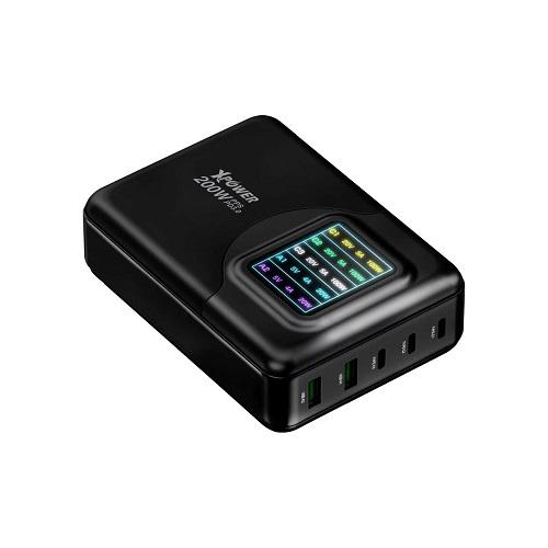 اكس باور جي دبليو200بي شاحن حائط مع 4منافذ 3.0Qc و PD بقدره 200واط اسود موديل رقم.PD-065PT-BK