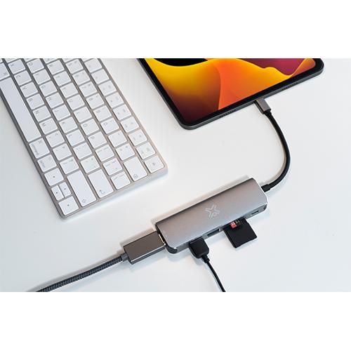 Xtrememac Type C Hub 6in1 Silver Model No.XWH-HUB6-13