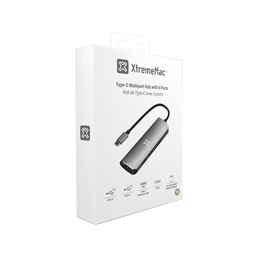 Xtrememac Type C Hub 6in1 Silver Model No.XWH-HUB6-13