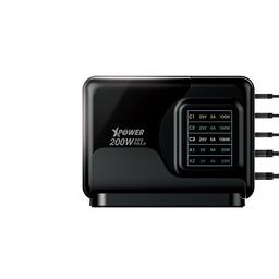 اكس باور جي دبليو200بي شاحن حائط مع 4منافذ 3.0Qc و PD بقدره 200واط اسود موديل رقم.PD-065PT-BK