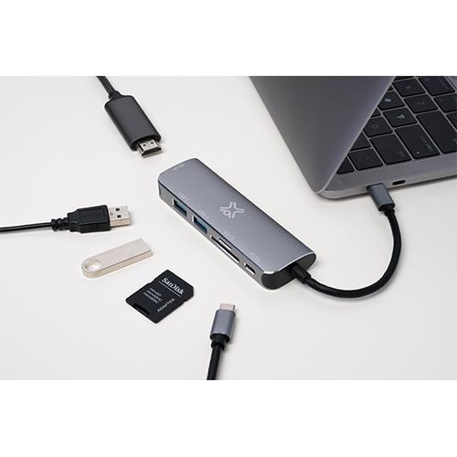 Xtrememac Type C Hub 6in1 Silver Model No.XWH-HUB6-13