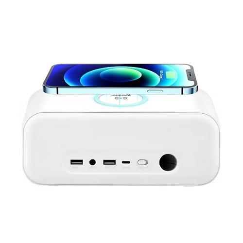 XPower QIC4 Bluetooth Speaker Alarm Clock and Wireless Charging 15W White Model No.XP-ST8-WH