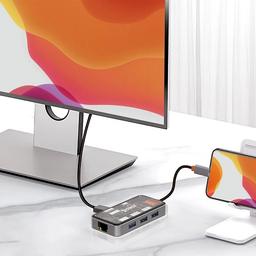 اكس باور اتش يو62 PD Type C هاب 6في1 100واط رمادي شفاف موديل رقم.6IN1-GY