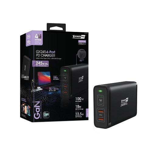 اكس باور شاحن سطح المكتب برو جي اكس245 مع 4منافذ PD بقدرة 245واط اسود موديل رقم.XPP-GX245-BK