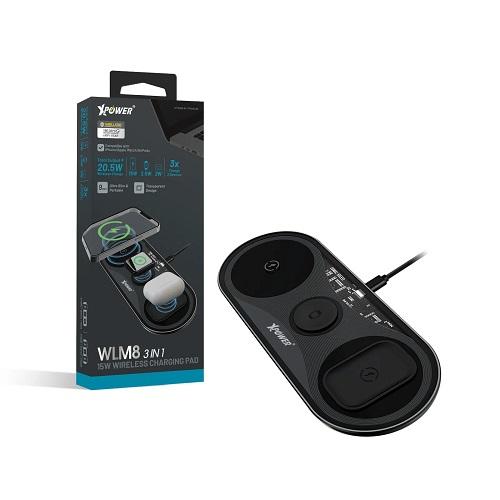 XPower WLM8 Wireless Charging Pad 3in1 15W Black Model No.XP-X399-BK