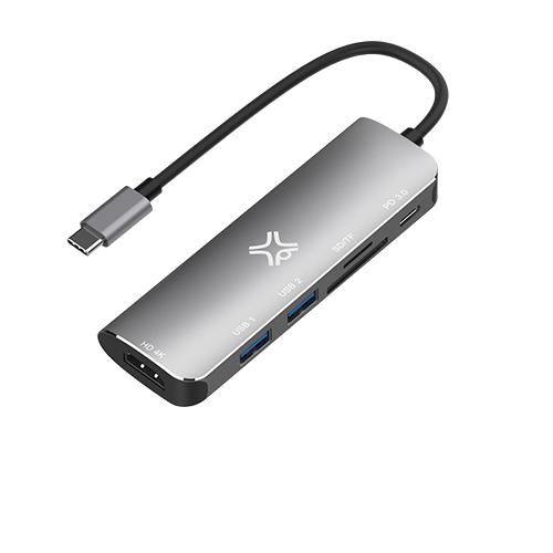 Xtrememac Type C Hub 6in1 Silver Model No.XWH-HUB6-13