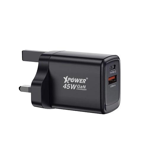 XPower GW45 Mini Wall Charger PD and 3.0QC 45W Black Model No.XP-GW45-BK