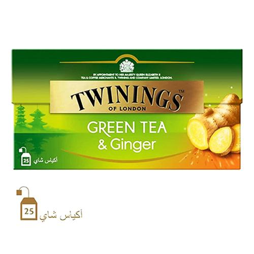 تويننجز شاي اخضر بالزنجبيل 25كيس