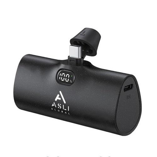 Asli Global Power Bank Charge PodPro PD Mini with Type C Connector 5000mAh Black Model No.PB5C