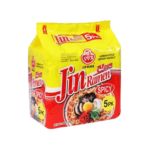 Ottogi Korean Jin Ramen Spicy Bundle 600g 5Pcs