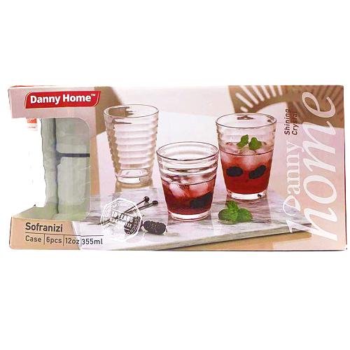 Danny Home Glass Cup Set 355ml 6Pcs No.1988-14