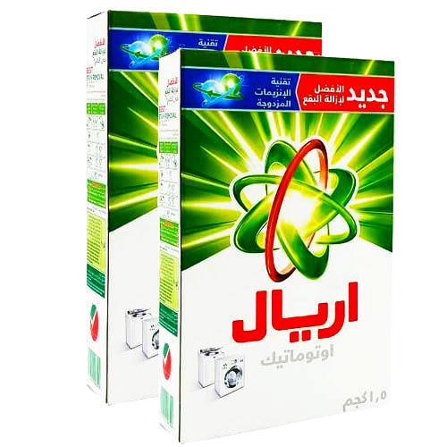 اريال مسحوق الغسيل الاخضر للغسالة الاوتوماتيك 1.5كجم 2حبة