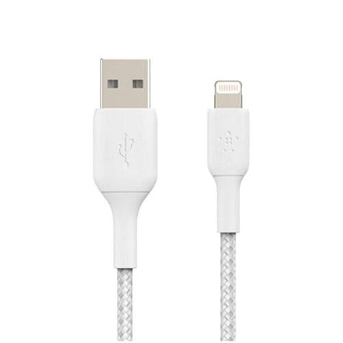 بيلكين كابل بووست تشارج USB A الى لايتنينج مضفر 15سم ابيض رقم.14190