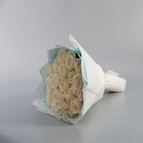 White Rose Bouquet 20Pcs with Card Printing Model No.RS106 