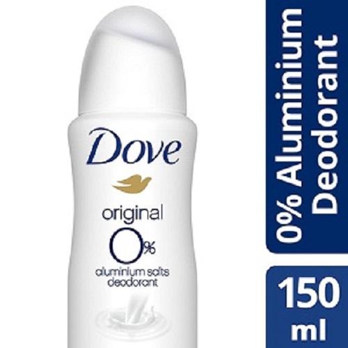 Dove Deodorant Spray Original 0% Aluminum Salts Lasts 48hours 150ml