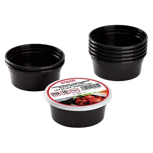Papco Microwave Container Black Round 250ml 10Pcs