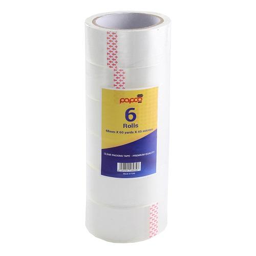  Papco Clear Tape 45Mic×60 Yards 6Pcs