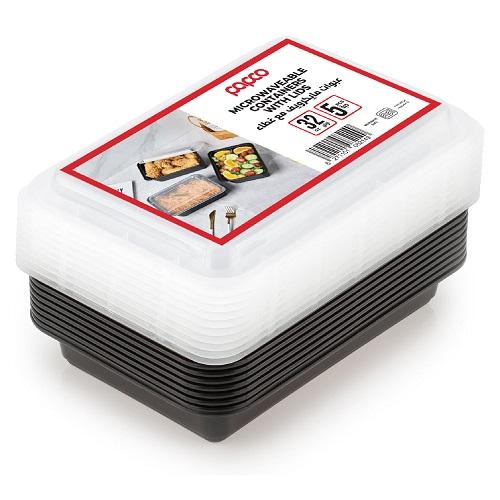 Papco Microwavable Rectangular Container 32 Oz 5Pcs