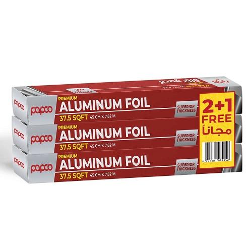 Papco Aluminum Foil 37.5Sqft 45Cm×7.62mtr 2+1Free