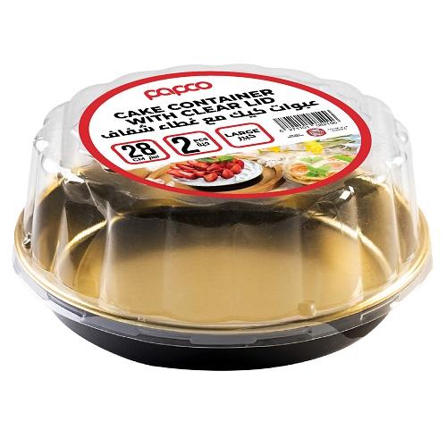 Papco Cake Container 28Cm With Clear Lid 2Pcs