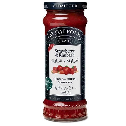 St Dalfour Strawberry and Rhubarb Spread Sweetened with Grape and Fruit Juice 284g