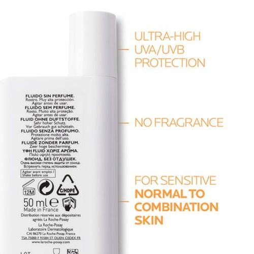 La Roche Posay Anthelios UVmune 400 Invisible Fluid SPF50+ Sun Cream for Sensitive Skin 50ml