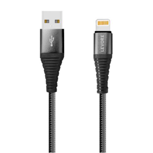 ليفوري كايبل شاحن ايفون USB بطول 1م مضفر نايلون اسود رقم.15457