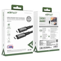ايس فاست C1-09 كابل شحن وبيانات من الالومنيوم Type C الى Type C بطول 1م 240واط اسود رقم.15904