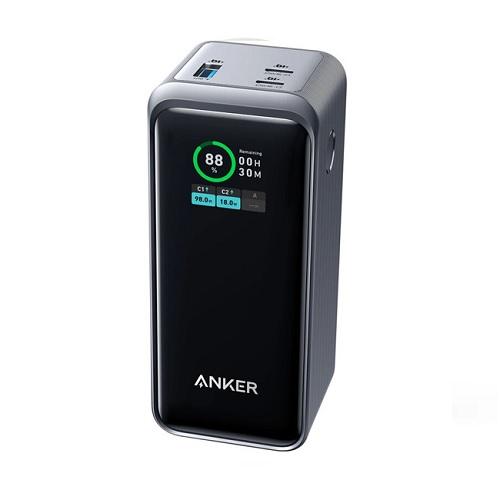 انكر باور بانك 3منافذ 20000مللي امبير 200واط مزدوج المنفذ Type C ومنفذ USB مع شاشة LCD اسود رقم.16057