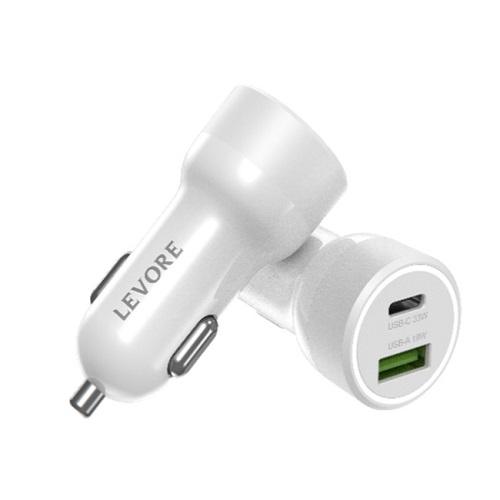 ليفوري شاحن سيارة PD بمنفذ Type C و USB A بقوة 51واط ابيض رقم.15467