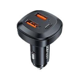 ايس فاست B9 شاحن سيارة معدني بمنفذين USB ومنفذ Type C بقدرة 66واط اسود رقم.15879