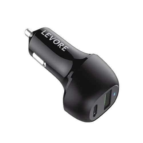 ليفوري شاحن سيارة PD بمنفذ Type C و USB A بقوة 45واط اسود رقم.15468