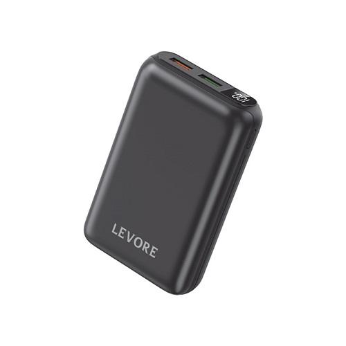 ليفوري باور بانك صغير 10000مللي امبير شحن سريع بمنفذ PD ومنفذ 2USB اسود رقم.15643