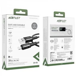 ايس فاست C4-01 كابل بيانات وشحن من الالومنيوم المضفر USB الى لايتنينج 1.8م اسود رقم.15890
