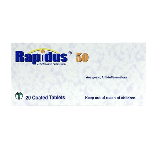 Rapidus Anti Inflammatory and Analgesic and Antipyretic 50mg 20Coated Tablets