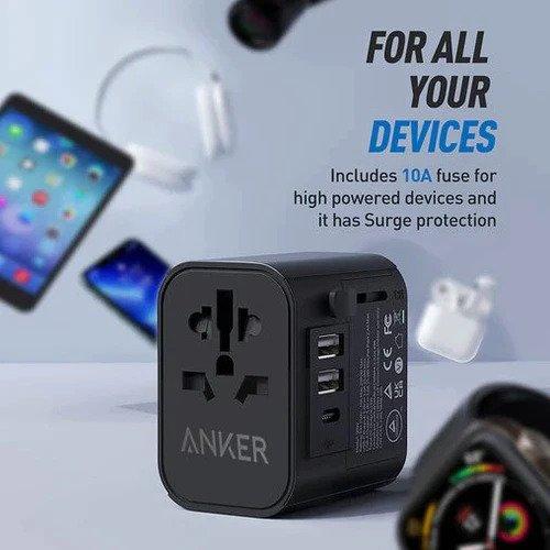 انكر 312 محول السفر 30واط مزدوج منافذ USB ومنفذ Type C اسود رقم.14817