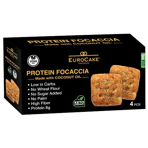 Eurocake Premium Protein Focaccia Bun with Coconut Oil No Added Sugar 4Pcs 180g