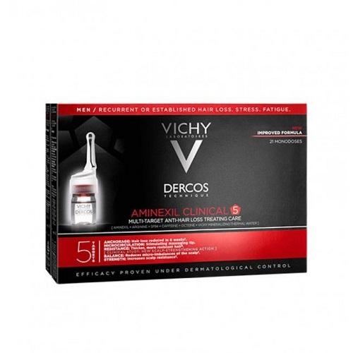 Vichy Dercos Technique Aminexil Clinical 5 for Men to Combat Hair Loss 6ml 21Monodoses
