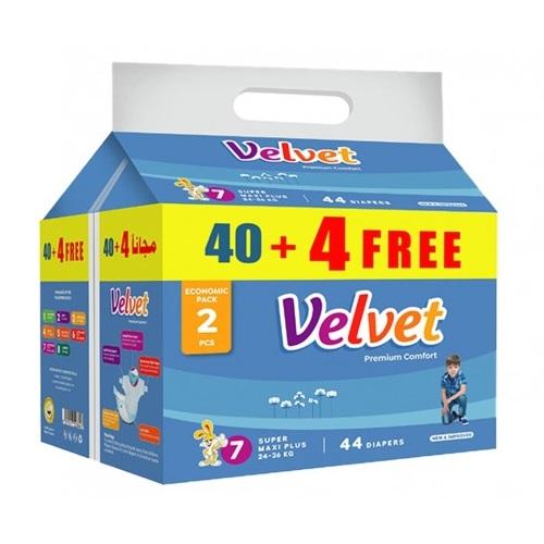 Velvet Baby Diapers Size7 from 24to36Kg Super Maxi Plus 40Diapers+4Free