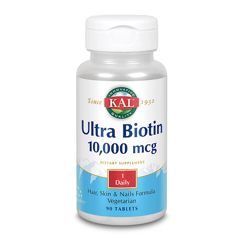 KAL Ultra Biotin 10000mcg Dietary Supplement Hair Skin & Nail Formula Vegetarian 90Tablets 