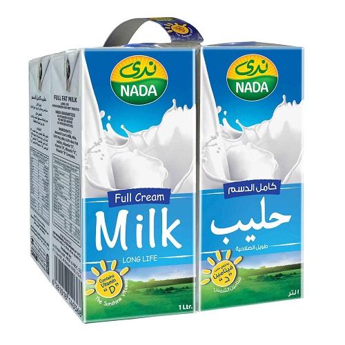 Nada Long Life Full Fat Milk 1Ltr 4Pcs